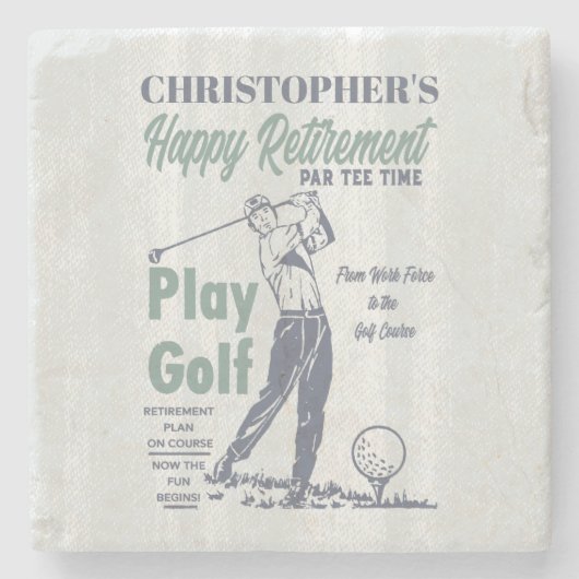 Happy Retirement Golfer Theme Retro Golf Stenen Onderzetter (Voorkant)