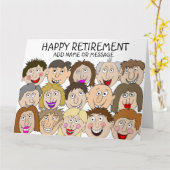 Happy Retirement Grappige Gezichten Kaart (Gele Bloem)