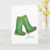 Happy Retirement green gardening welly boot Kaart (Gele Bloem)
