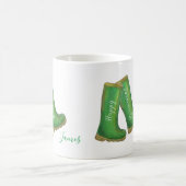 Happy Retirement green gardening welly boot Koffiemok (Center)