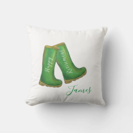 Happy Retirement green gardening welly boot Kussen