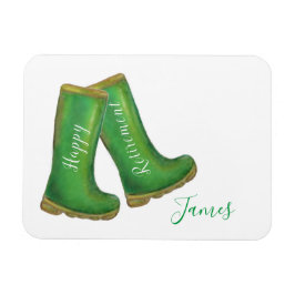 Happy Retirement green gardening welly boot Magneet
