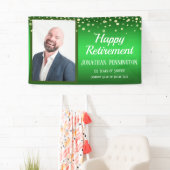 Happy Retirement Green met Confetti One-foto Spandoek (Insitu)