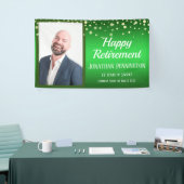 Happy Retirement Green met Confetti One-foto Spandoek (Beurs)