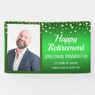 Happy Retirement Green met Confetti One-foto Spandoek