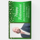 Happy Retirement Green met Confetti One-foto Spandoek (Verticaal)