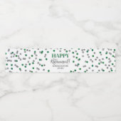 Happy Retirement Green Silver Confetti Waterfles Etiket (Enkel label)