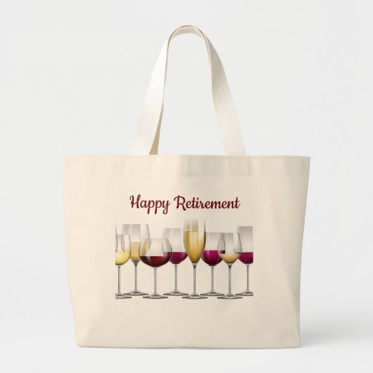 Happy Retirement Grote Tote Bag (Voorkant)