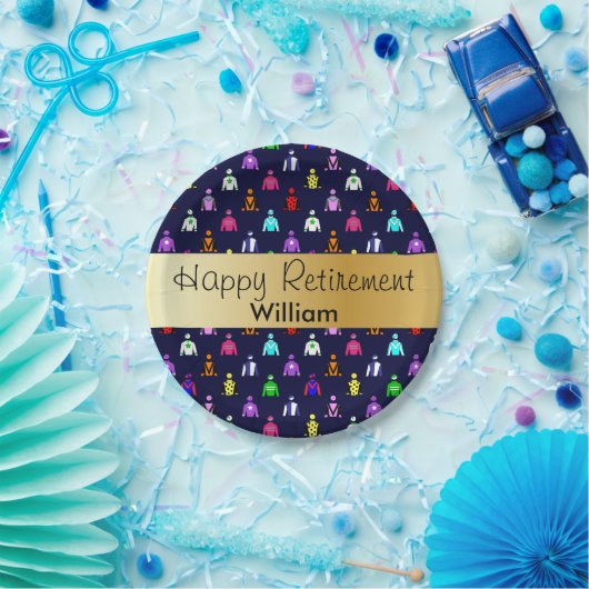 Happy Retirement Horse Racing Jockey Silks Papieren Bordje (Feest)