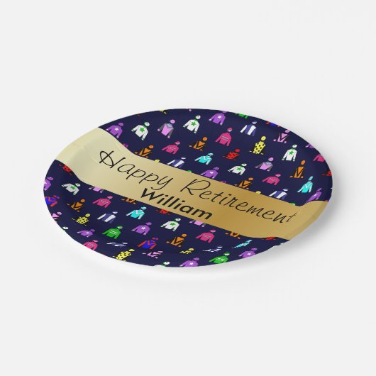 Happy Retirement Horse Racing Jockey Silks Papieren Bordje (Gekanteld)