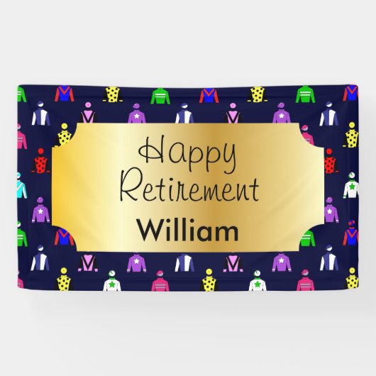 Happy Retirement Horse Racing Jockey Silks Spandoek (Horizontaal)