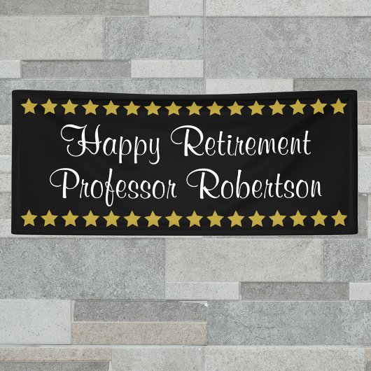 Happy Retirement is eenvoudig elegant met gouden s Spandoek