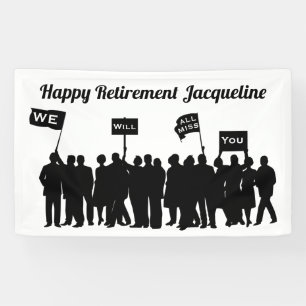 Happy Retirement Jouw tekst en Background Color Spandoek