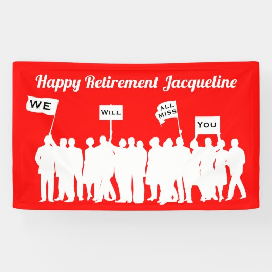 Happy Retirement Jouw tekst en Background Color Spandoek (Horizontaal)