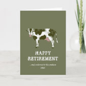 Happy Retirement Kaarten | rustieke weide Koe (Voorkant)