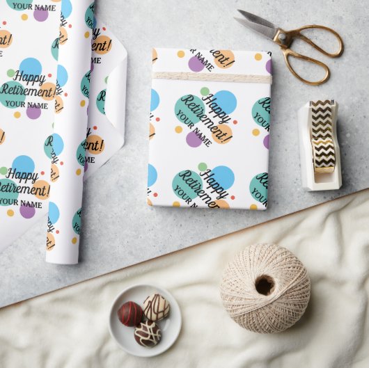 Happy Retirement kleurful confetti douanenaam Cadeaupapier (Crafts)