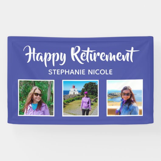 Happy Retirement Lavender Paarse meerdere foto's Spandoek (Horizontaal)