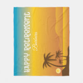 Happy Retirement met Beach Scene Fleece Deken (Voorkant)