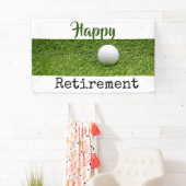 Happy Retirement met golfbal op groen gras Spandoek (Insitu)