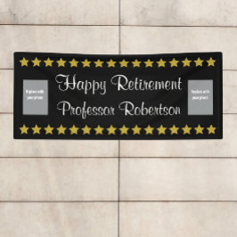 Happy Retirement met gouden sterren en foto's Spandoek