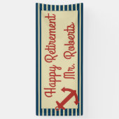 Happy Retirement met nautische anker en strepen Spandoek (Verticaal)