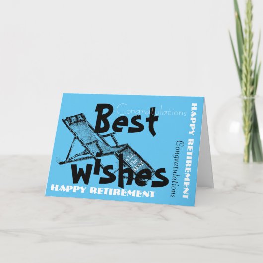 Happy Retirement met Retro Deckchair Blauw 2 Kaart (Voorkant)
