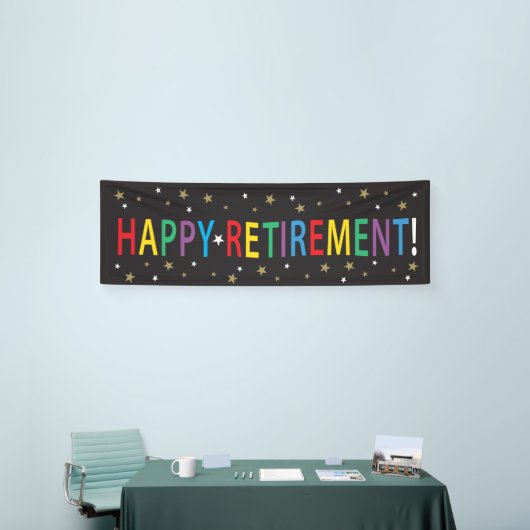 Happy Retirement met sterren en heldere kleuren Spandoek (Beurs)