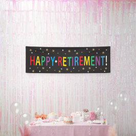 Happy Retirement met sterren en heldere kleuren Spandoek