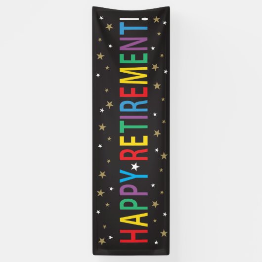 Happy Retirement met sterren en heldere kleuren Spandoek (Verticaal)
