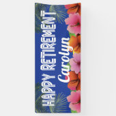 Happy Retirement met tropische palmen en bloemen Spandoek (Verticaal)
