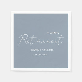 Happy Retirement Modern Dusty Blue Personalized  Servet