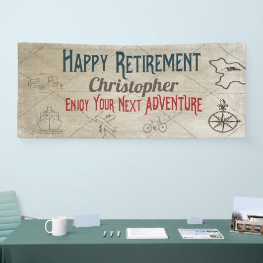 Happy Retirement New Adventure Monogrammed Banner (Beurs)