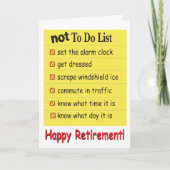Happy Retirement not to do list Kaart (Voorkant)