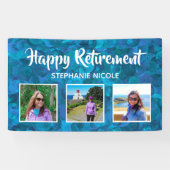 Happy Retirement Ocean Blue Multiple Photos Spandoek (Horizontaal)