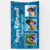Happy Retirement Ocean Blue Multiple Photos Spandoek (Verticaal)
