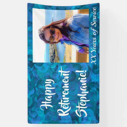 Happy Retirement Ocean Blue Photo Retirement Party Spandoek (Verticaal)