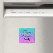 Happy Retirement Ombre Pink Blue Paars Glitter Magneet (Insitu (Vaatwasser))