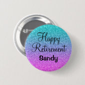 Happy Retirement Ombre Pink Blue Paars Glitter Ronde Button 5,7 Cm (Voorkant /achterkant)