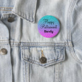 Happy Retirement Ombre Pink Blue Paars Glitter Ronde Button 5,7 Cm (In situ)