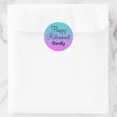 Happy Retirement Ombre Pink Blue Paars Glitter Ronde Sticker (Tas)
