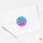 Happy Retirement Ombre Pink Blue Paars Glitter Ronde Sticker (Envelop)