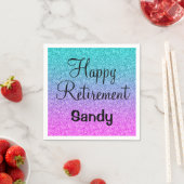 Happy Retirement Ombre Pink Blue Paars Glitter Servet (Insitu)