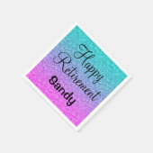 Happy Retirement Ombre Pink Blue Paars Glitter Servet (Hoek)