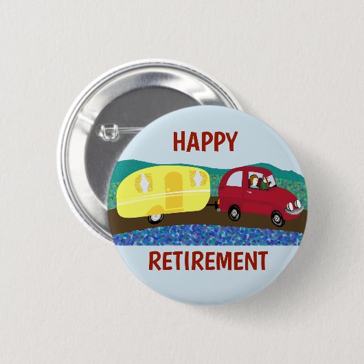 Happy Retirement op caravan trip Ronde Button 5,7 Cm (Voorkant /achterkant)