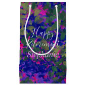 Happy Retirement Paars Blue Garden Hand gestikt Klein Cadeauzakje (Voorkant)