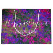 Happy Retirement Paars roze tuin Floral geverfd Groot Cadeauzakje (Voorkant)