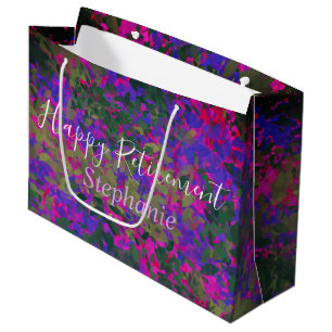 Happy Retirement Paars roze tuin Floral geverfd Groot Cadeauzakje