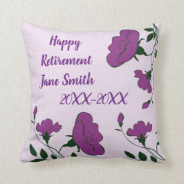 Happy Retirement Paarse Floral Pattern Employee Kussen