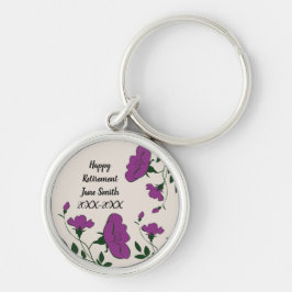 Happy Retirement Paarse Flower Coarbeider Sleutelhanger