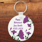 Happy Retirement Paarse Flower Employee Sleutelhanger (Voorkant)